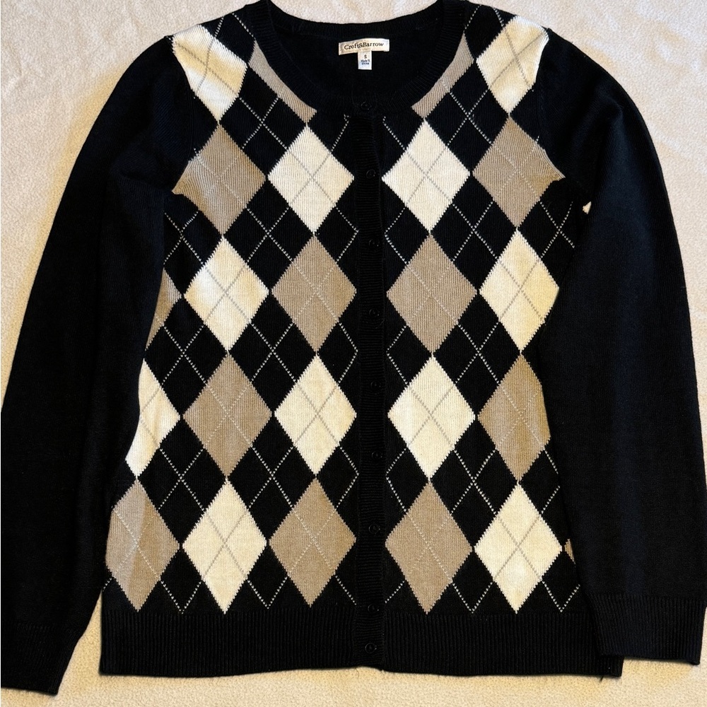 Croft & Barrow Small Argyle Cardigan Neutral Palette